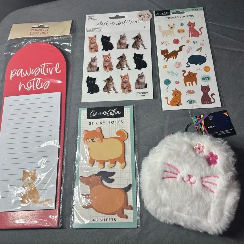 5 pc Cat Themed Novelty Set NWT